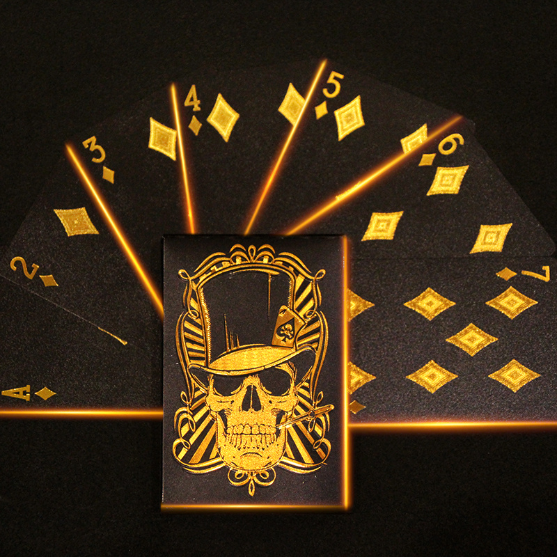 Preto rosa/crânio (ouro/prata) cartão de jogo grupo de cartas à prova dwaterproof água poker terno magia dmagic pacote jogo de tabuleiro presente coleção