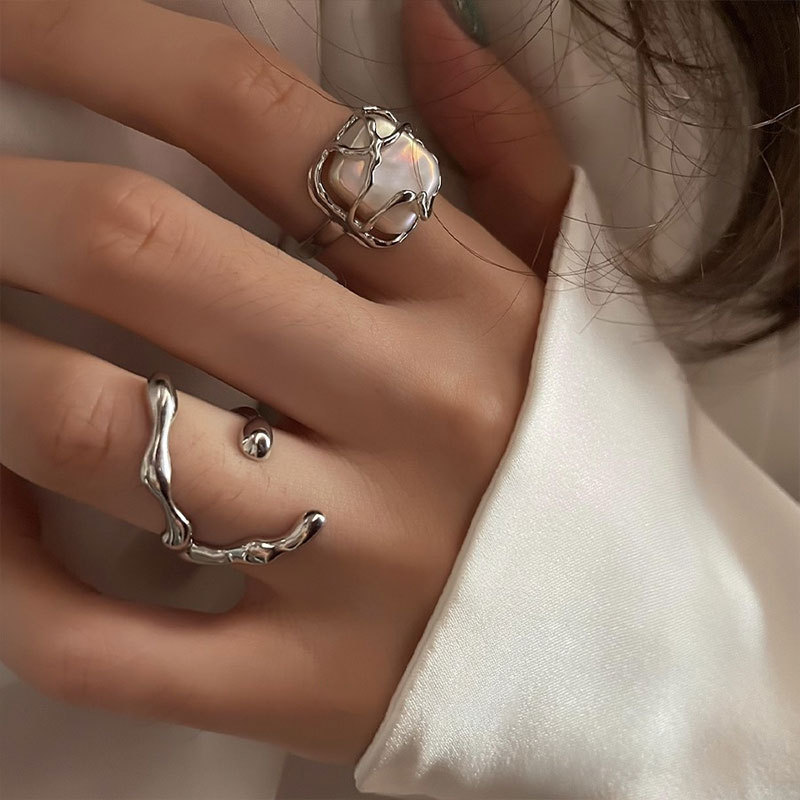 XIYANIKE élégant carré perle géométrique ouvert manchette bagues pour femmes fille mode bijoux à la mode cadeau fête colheьц® ж
