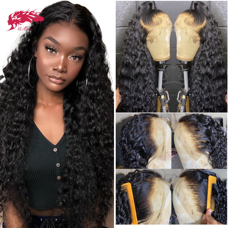 Pelucas de cabello humano ondulado con encaje frontal para mujer, cabello Remy brasileño prearrancado, 13x6, 13x4, 4x4, 10 "-24"