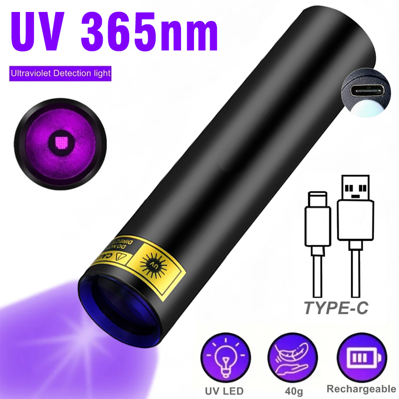 Mini 3W 365nm UV-Taschenlampe Aufladbare Ultraviolett-Schwarzlichtlampe für Maniküre, Katzen- und Hundeurin, Ringwurm, Geld, Erz und Skorpion-Detektion
