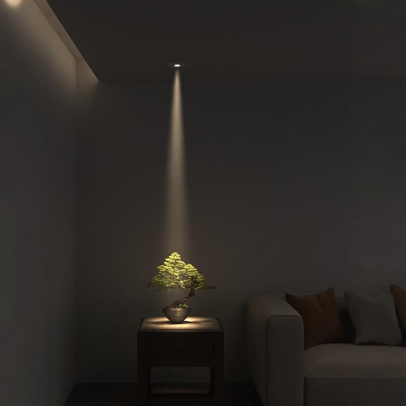 Recessed LED Down light Dimmable Small Angle anti-glare COB spotlights 7W Ceiling lamp 3-8-15° Ambient light AC85-265V Interior