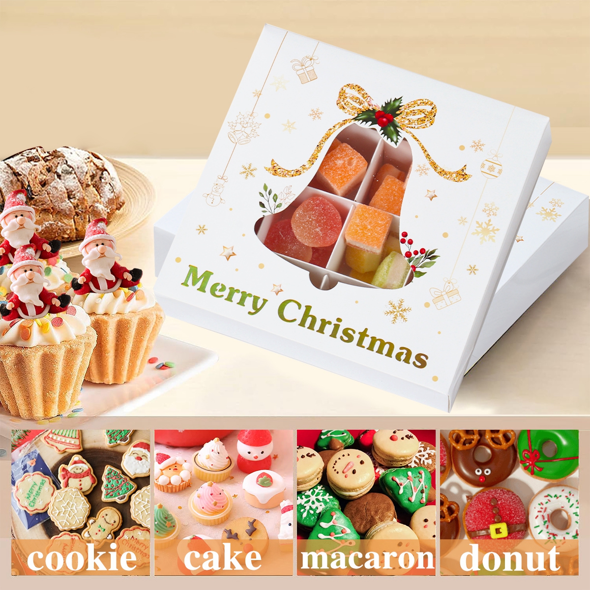 Weihnachten Cookie Box Süßigkeiten Verpackung Box Frohe Weihnachten Dekoration Für Zuhause 2025, Navidad Noel Weihnachten Baum Ornament Dekor Neue Jahr