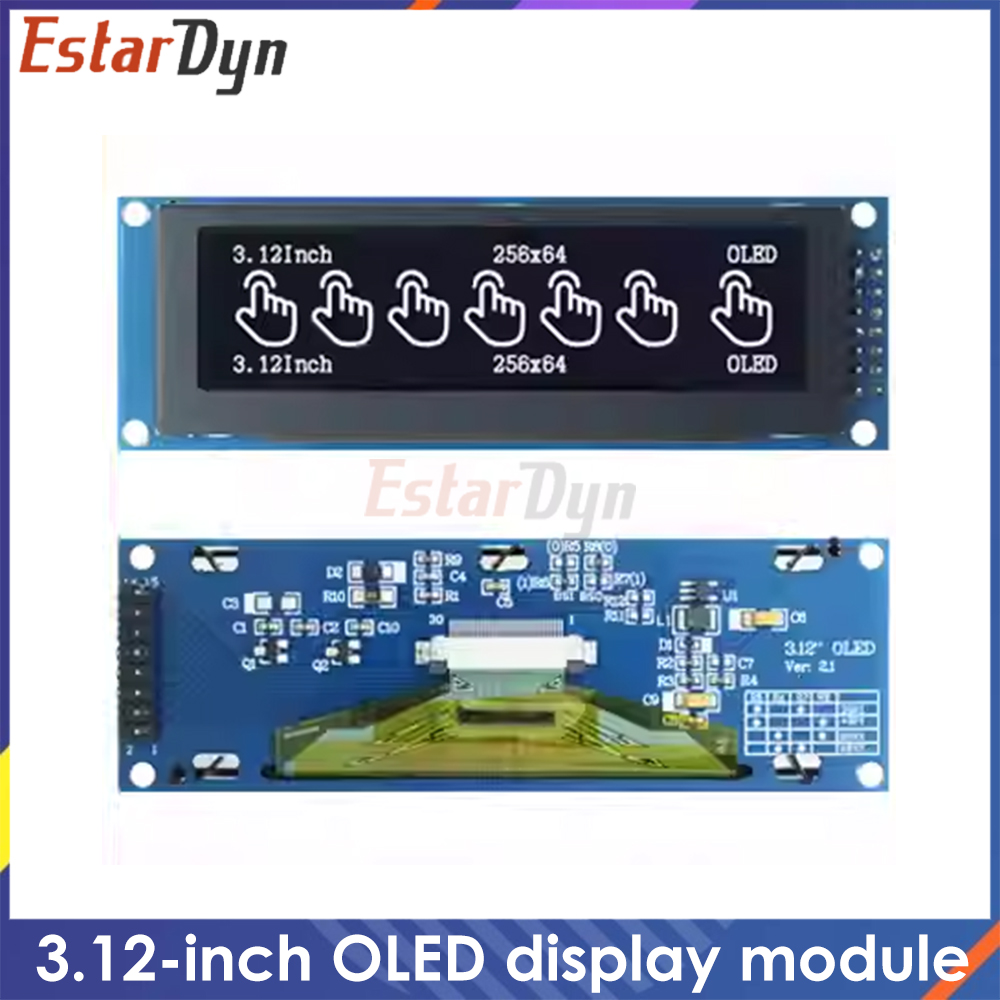 3,12-дюймовый OLED-дисплейный модуль SSD1322 256x64 для STM32 Raspberry Pi, интерфейс SPI I2C с предварительно припаянным контактным разъемом