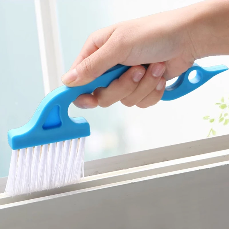 Spazzola per la pulizia degli spazi vuoti delle finestre 2 in 1 e pala piatta, strumento per la pulizia della casa per cucina, bagno, WC