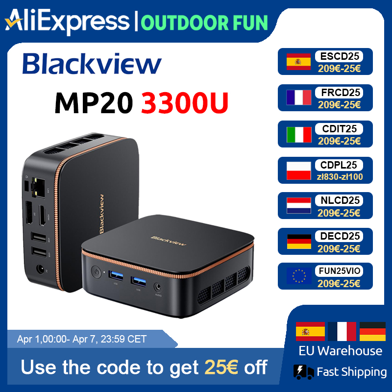 [Weltpremiere] Blackview MP20 NEUER Mini-PC Windows 11 PC AMD R3 3300U 16GB (unterstützt max. 32GB) DDR4 512GB SSD 4K UHD