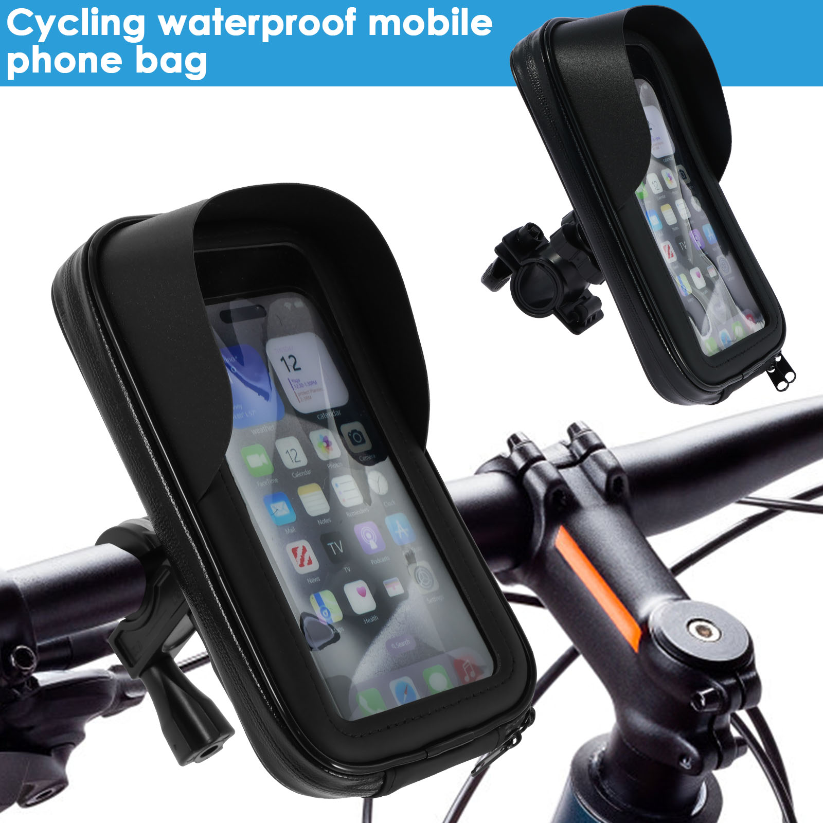 360 °   Draaibare fietstelefoonhouder tas Waterdichte motorfiets stuurtas Fietstas Touchscreen Telefoonhouder Accessoires