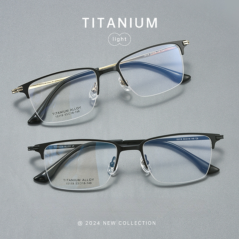 VICKY pur titane demi-monture affaires lunettes montures Anti-lumière bleue lunettes de lecture hommes personnalisé Prescription X15119B
