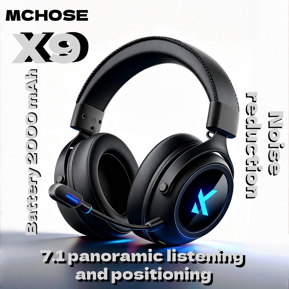 MCHOSE X9 Wireless Headworn Game Headset Bluetooth 2,4G Drei Modus E-sport Noise Reduction Headset Desktop-Computer Headset FPS