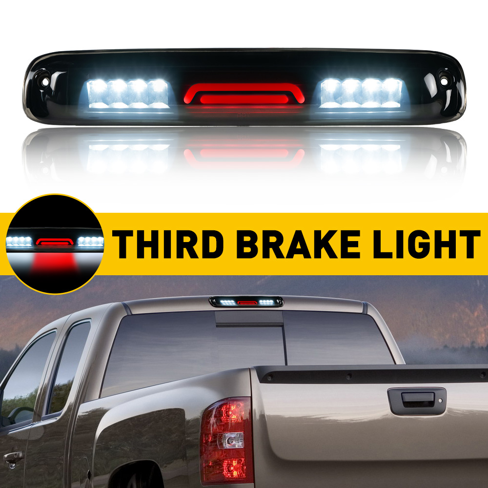 1 pièces LED fumée 3ème troisième feu stop rouge blanc adapté pour Chevy Silverado 1500 2500 3500 1999-2006 pour GMC Sierra coque de fumée