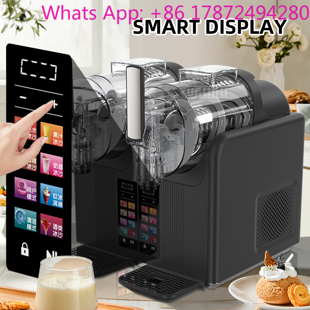Máquina para Hacer Nieve, Máquina para Helados, Bebidas y Smoothies, Máquina Comercial de Doble Cilindro para Helado Suave