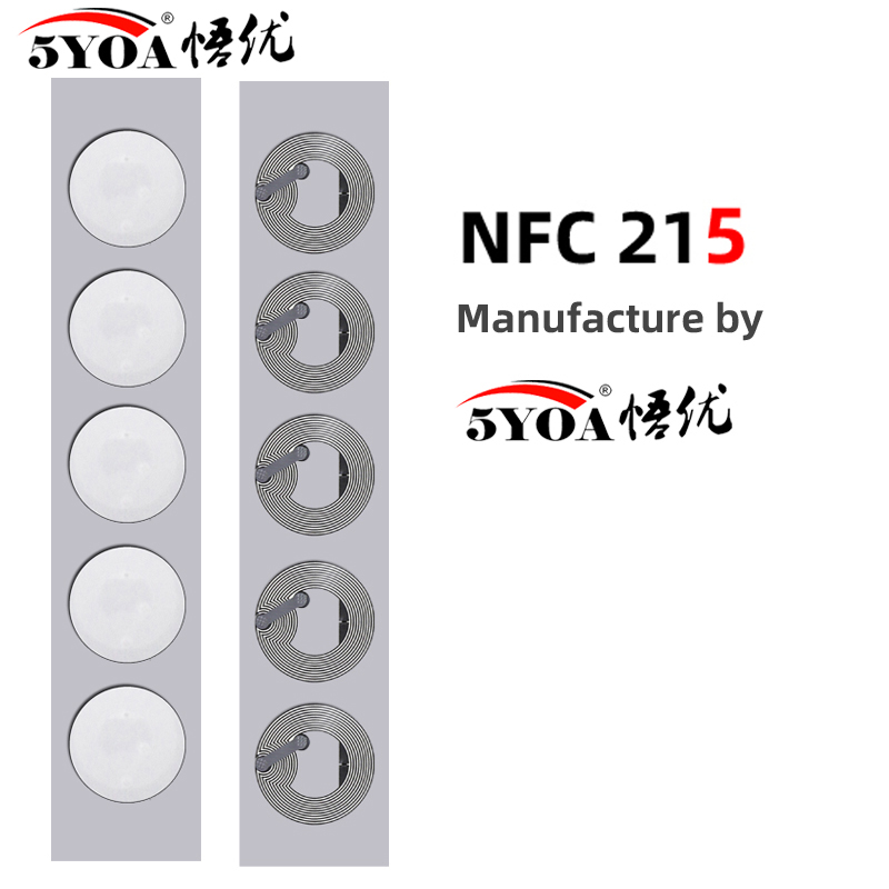 5YOA NFC Ntag215 Tag 13.56MHz samoprzylepna naklejka ISO14443A biała 215 telefon NFC dostępne znaczniki RFID naklejki etykieta samoprzylepna
