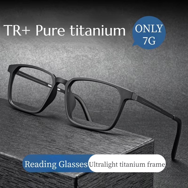 Tr90 óculos de leitura de titânio puro de alta qualidade para homens anti luz azul presbiopia óculos com dioptria + 1.0 a + 4.0