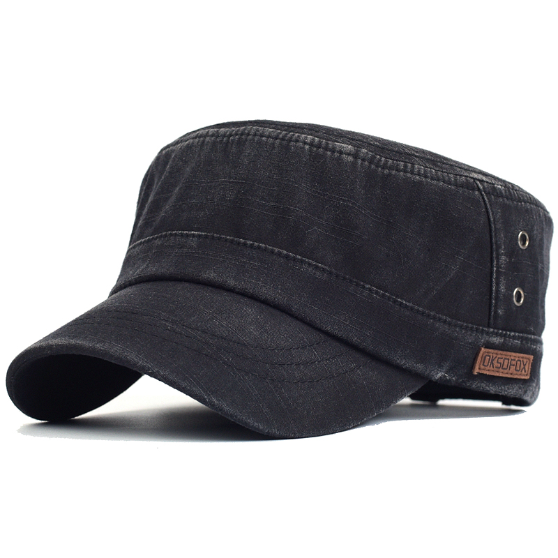 Czapki wojskowe z pranej bawełny Casual Flat Top Hat Mężczyźni Kobiety Kadeta Czapka wojskowa Regulowana Unikalna konstrukcja Vintage Cztery pory roku