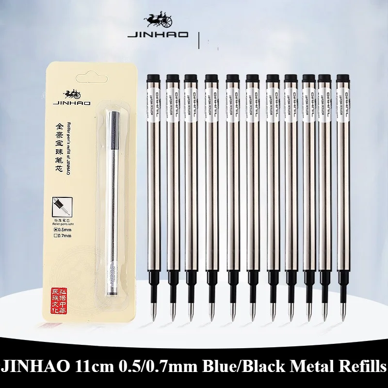 JINHAO 0.5/0.7mm 11cm metalowe wkłady niebieski/czarny długopis kulkowy biznesowe wkłady do długopisów biuro szkolne artykuły papiernicze