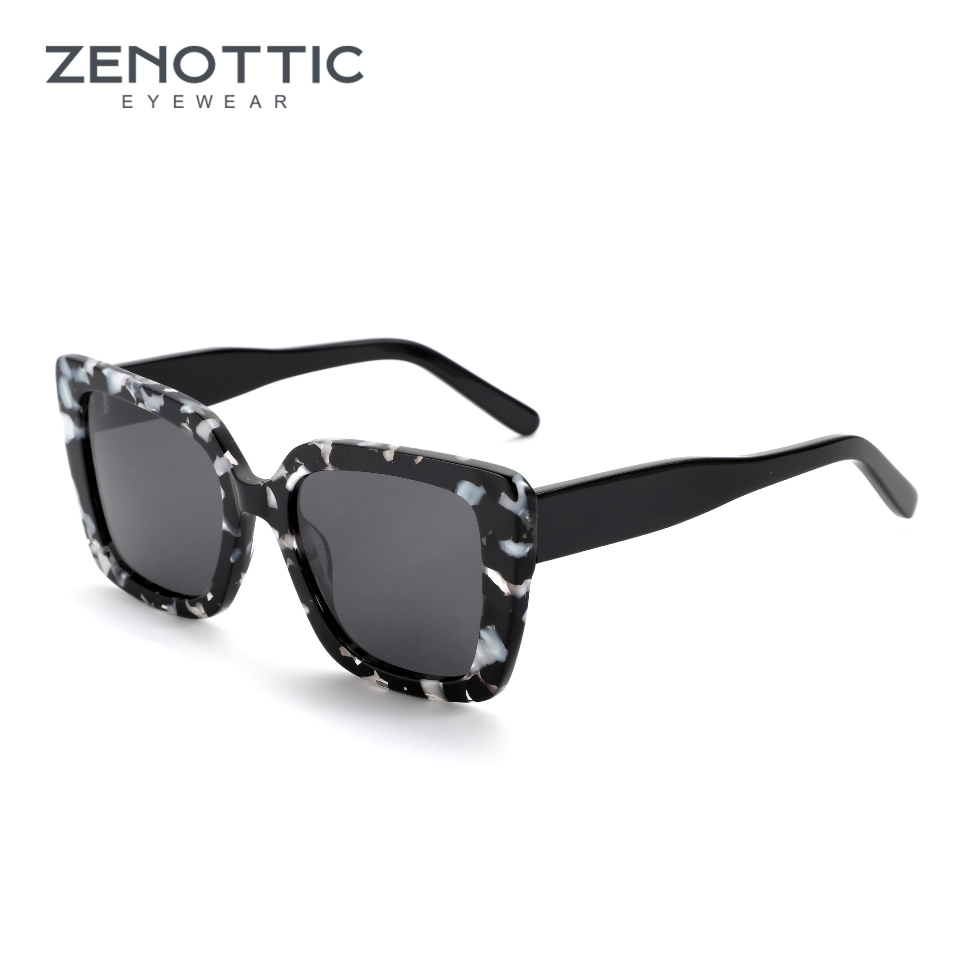 ZENOTTIC 2026 Neue quadratische polarisierte Sonnenbrille für Damen, dicker Rahmen, UV400-Schutz, Acetat-Sonnenbrille für Damen, Einkaufsgeschenk