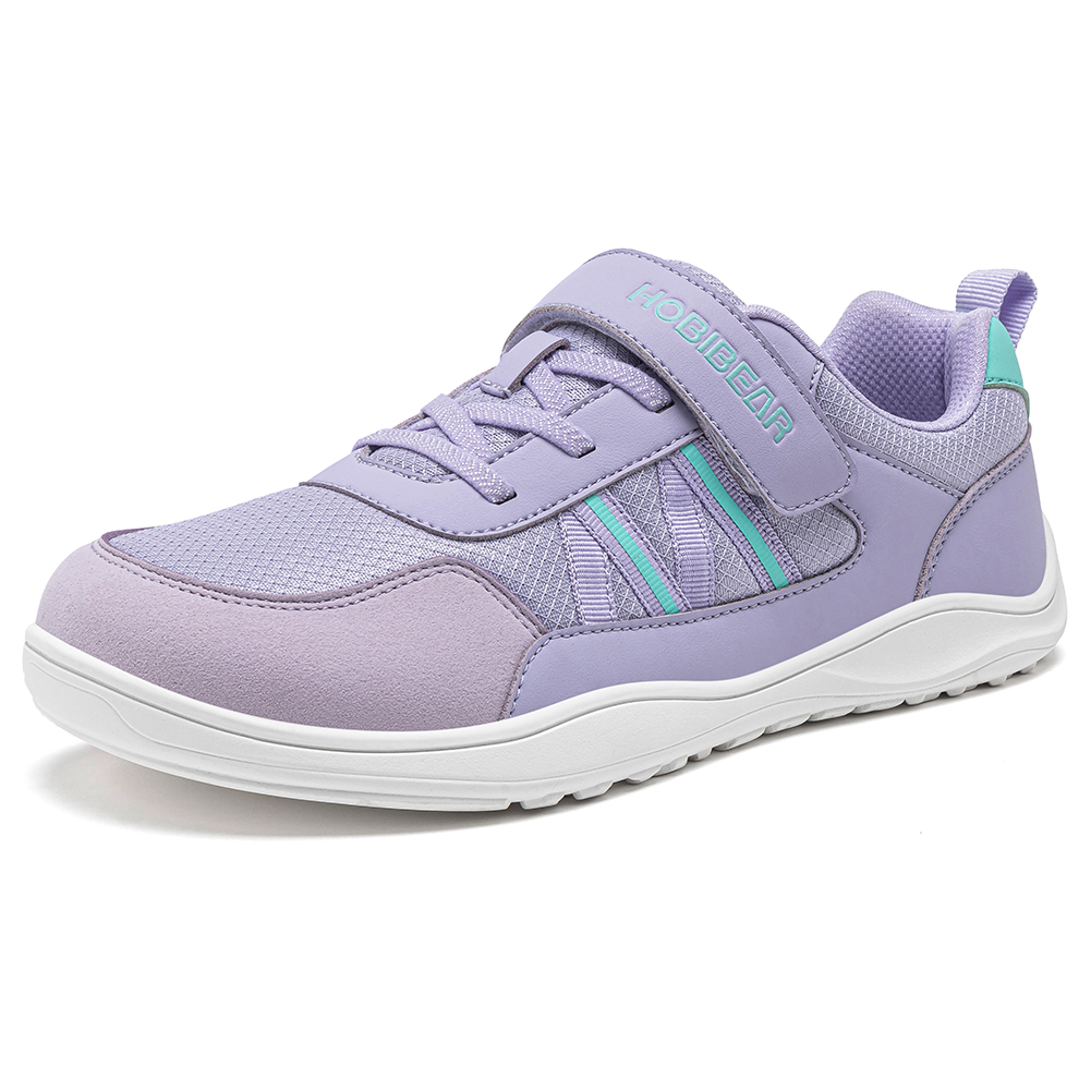 Scarpe HOBIBEAR per Bambini Grandi, Larghezza Extra, Sneakers in Pelle Sintetica con Chiusura a Strappo, Leggere, Zero Drop, per Camminare