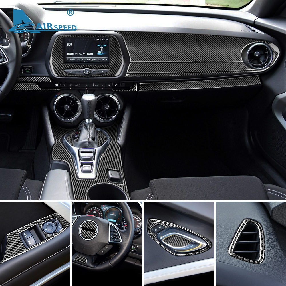 Real Carbon Fiber Voor Chevrolet Camaro 2016 2017 2018 2019 2020 2021 2022 2023 Auto-interieur Trim Rood Zwart accessoires Sticker