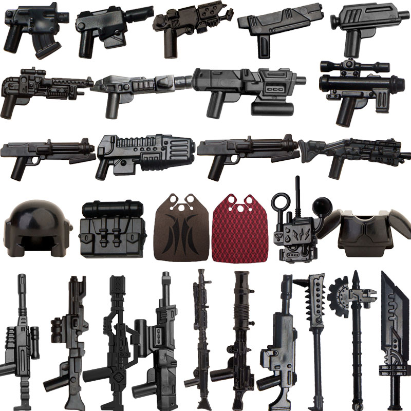 Bloques de construcción militares MOC Star personajes de películas figuras de soldado guerra Mini ladrillos armas accesorios armas capa hacha armadura