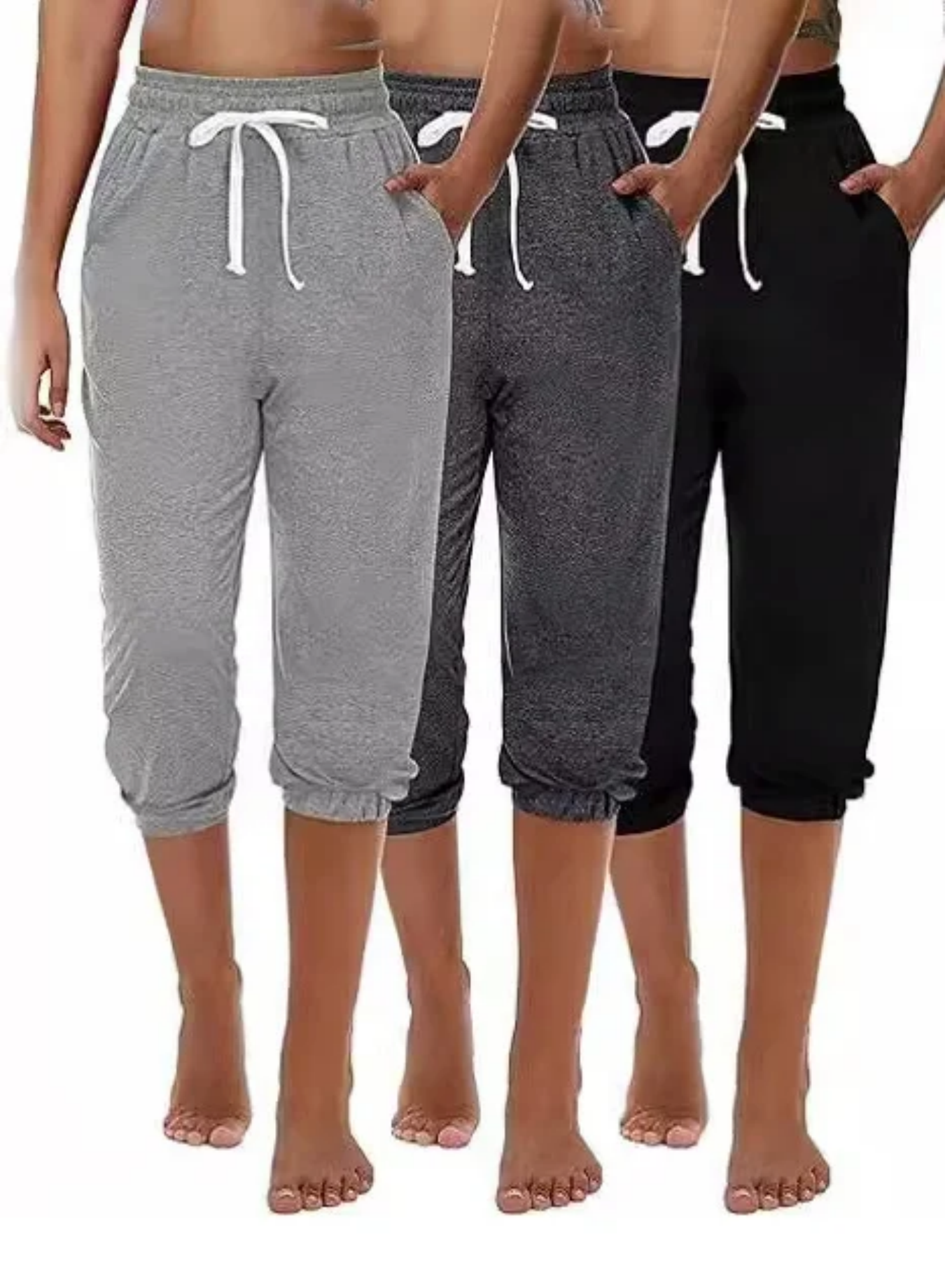 Pantalones capri de cintura alta con cordón para mujer, ropa informal y versátil, primavera y verano