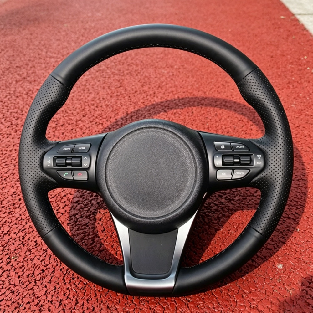 Accesorios para coche, funda para volante de cuero artificial negro cosida a mano para Kia Sedona 2015-2019 Sorento 2015-2018