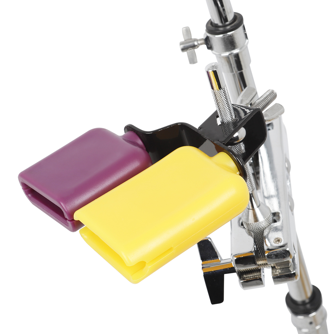 Doppel Sambago Glocke Latein Musik Gelb Lila Kuhglocke High Low Sound Klopfer Trommel Percussion Instrument Teil Zubehör