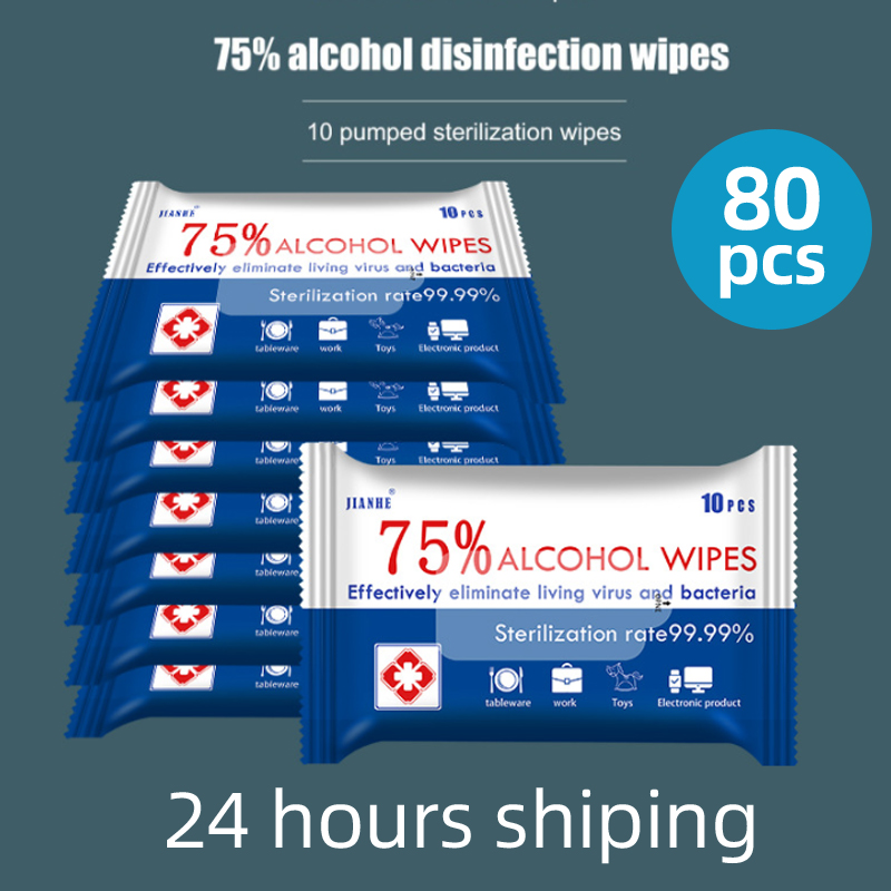 Dropship 8 paquetes/lote toallitas húmedas desinfectantes toallitas suaves con alcohol almohadillas antisépticas toallitas húmedas limpieza del hogar pañuelos húmedos al por mayor