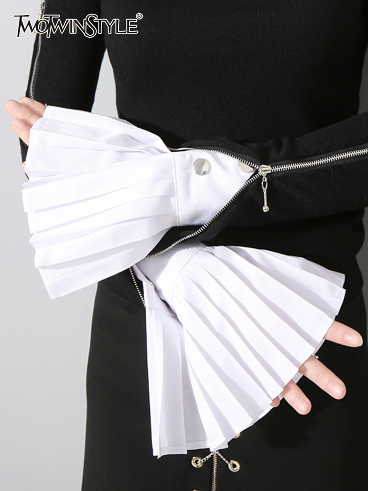 TWOTWINSTYLE, puños plisados, accesorios de ropa a la moda para mujer, guantes acampanados, informales, elegantes, novedad de 2022