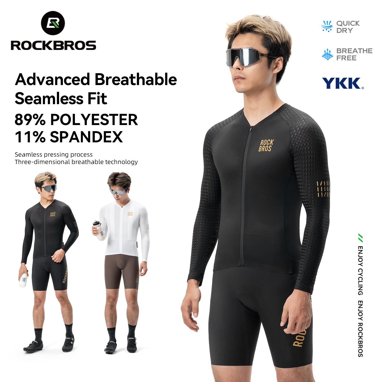 ROCKBROS Cycling Jersey Lightweight High Elastic Breathable Long Sleeve Jersey Comfortable Slim Fit Shirt Men Cycling Clothing