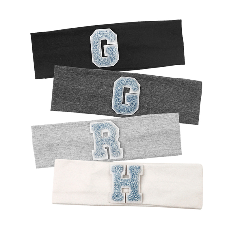 Geebro-Baby Boys and Girls Cotton Headbands, Blue Letter, Soft, Sólido, Elástico, Casual Headwear, Acessórios de Cabelo, Crianças, Criança