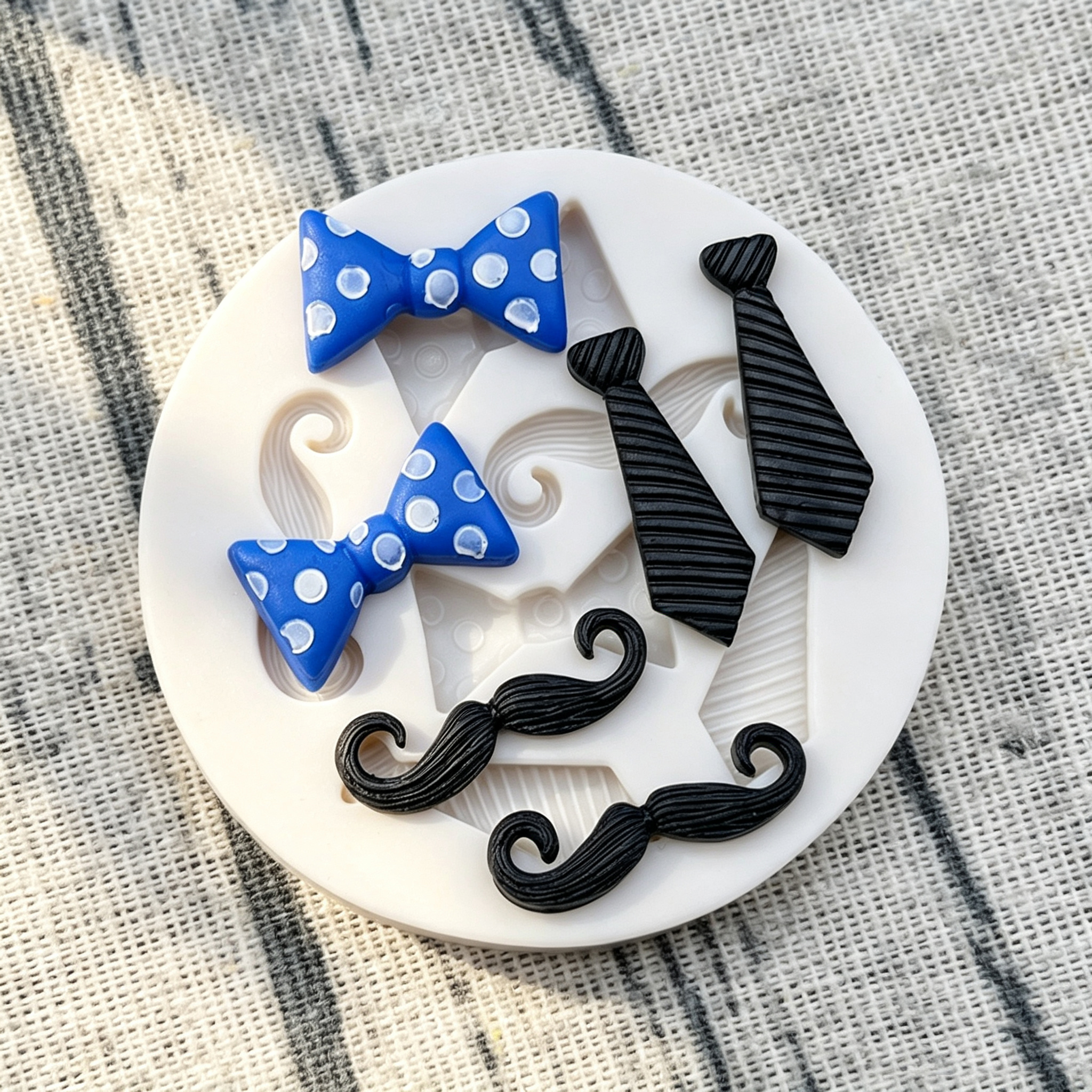 Molde de Silicone para Confeitaria de Dia dos Pais: Laços de Bigode e Gravatas, Molde para Chocolate e Cupcake, Ferramentas para Decoração de Bolos com Fondant