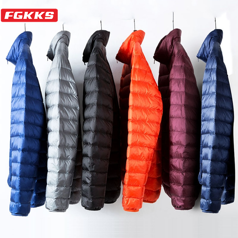 Fgkks 2023 Merk Casual Donsjack Voor Heren Warm Staande Kraag Jack Hoge Kwaliteit Koude Proof Mode Donsjack Heren