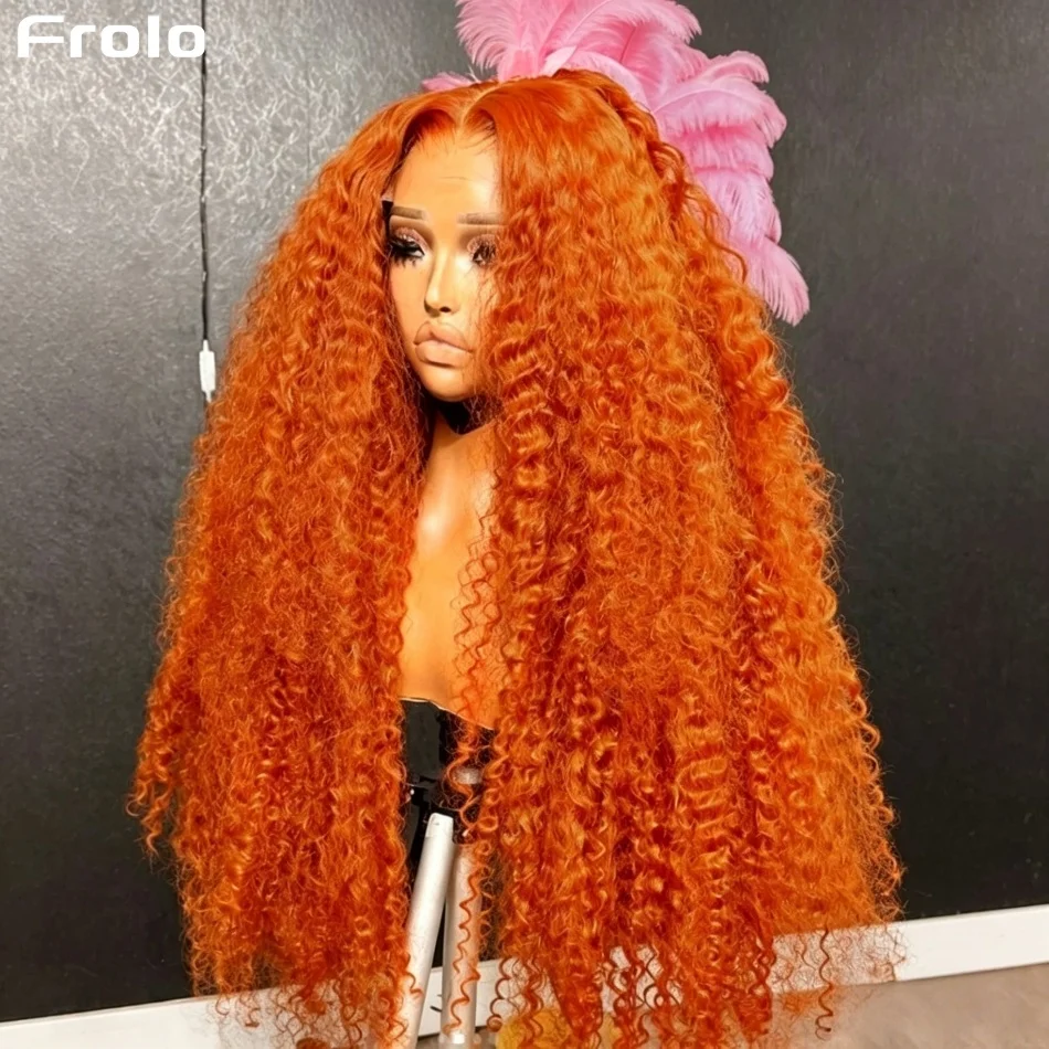 Ginger Human Hair Wigs Deep Wave Frontal Wig 13X6 Human Hair 250 Density 30 Inch #350 Colored 13X4 Lace Front Wig Brazilian Wigs For Women