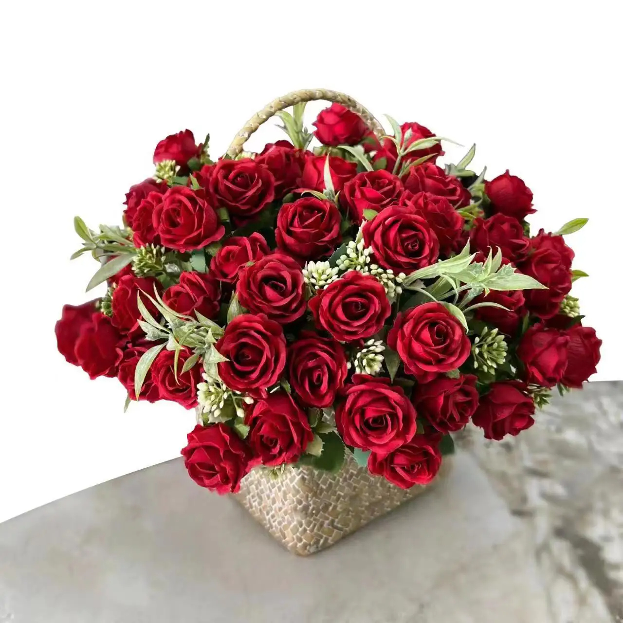 Buket bunga mawar 10 kepala, bunga buatan dekorasi pernikahan mawar barat 6 warna bunga palsu peony