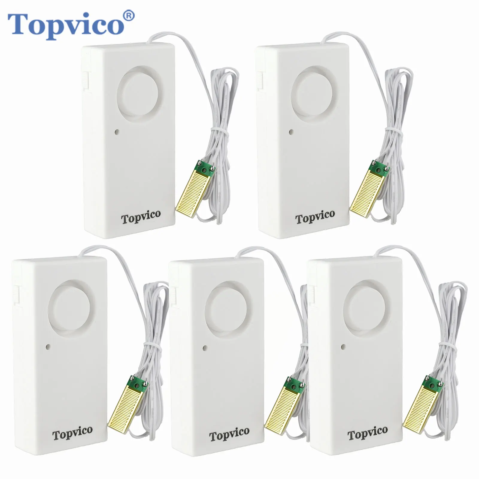 Датчик протечки воды Topvico (1/2/3/5 шт.), сигнализация об утечке, оповещение о затоплении, 120 дБ, беспроводная система безопасности для дома