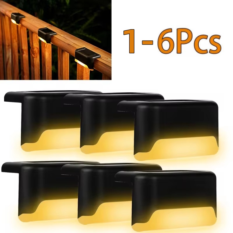Solar-Deckleuchten, 1–6 Stück, Stufenleuchten für den Außenbereich, wasserdichte LED-Solarlampe für Treppen, Geländer, Stufen, Zaun, Hof, Terrasse und Weg