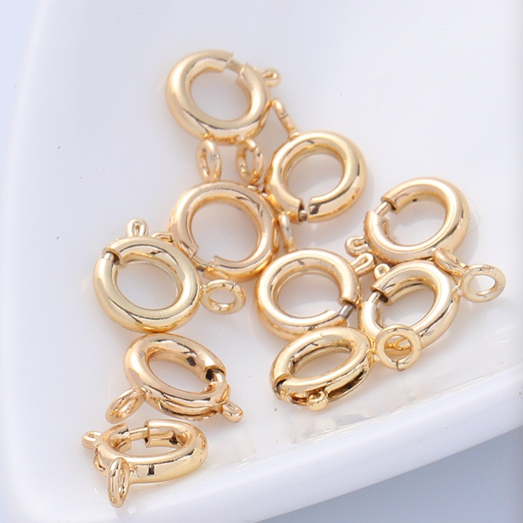 (3849) 20 piezas 5MM 5,5 MM 6MM 7MM 24K Color oro latón primavera cierres redondos collar cierres accesorios de joyería Diy de alta calidad