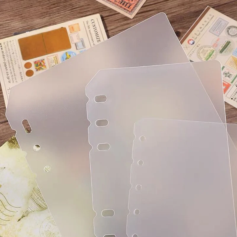 A4 B5 A5 A6 A7 2 uds divisor y deflector de hojas sueltas PP transparente mate accesorios divisores universales para cuaderno de hojas sueltas
