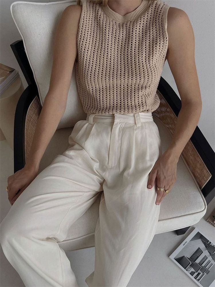 Tossy Knit Hollow Out Sexy canotta Pullover per le donne senza maniche High Street maglieria Y2k Top Vest Fashion Holiday gilet femminile