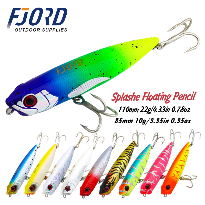 FJORD crayon flottant 110mm 22g 85mm 10g Wobbler Topwater marche chien appât d'eau salée Stickbait brochet bar pêche leurre attirail