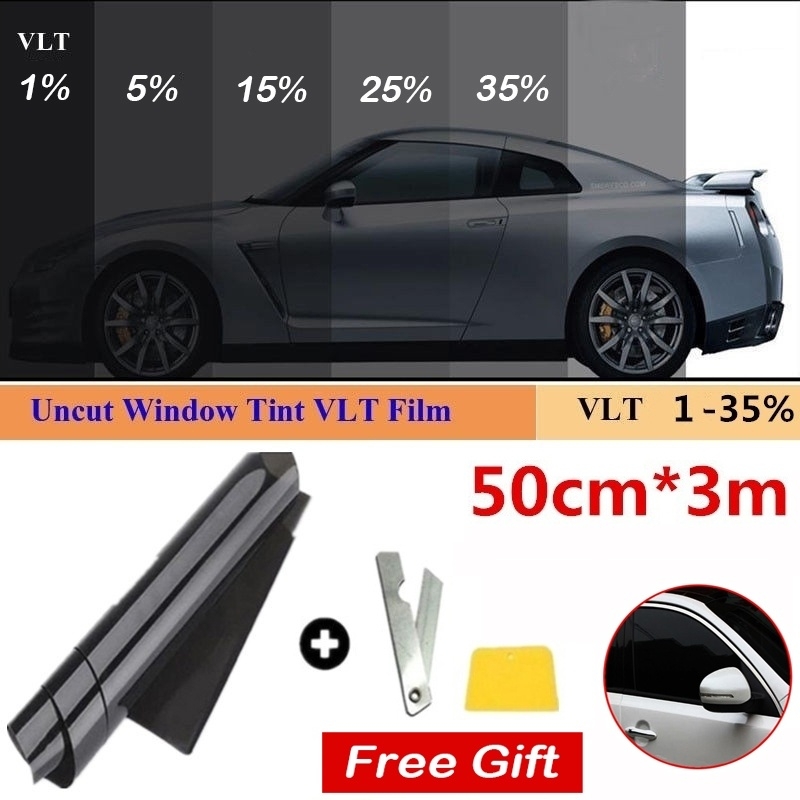 1 Rotolo 50 cm X 3 m 1/5/15/25/35 Per cento VLT Finestra Tinta Pellicola Adesivo In Vetro Parasole Pellicola per Auto Protezione UV pellicole adesive