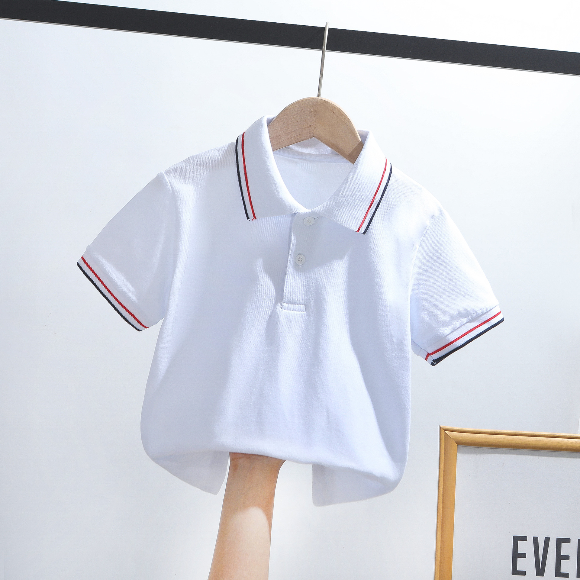 Camisa pólo infantil, manga curta, uniforme escolar elementar, verão, meia-idade, tamanho adulto, camiseta gola branca, escola o