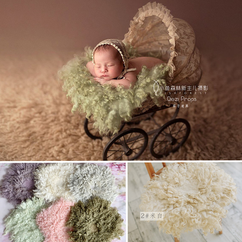 100% Flokatti ウールマットベビー写真撮影ブランケット新生児ラップ Flokati 小道具新生児写真撮影 Fotografia アクセサリー