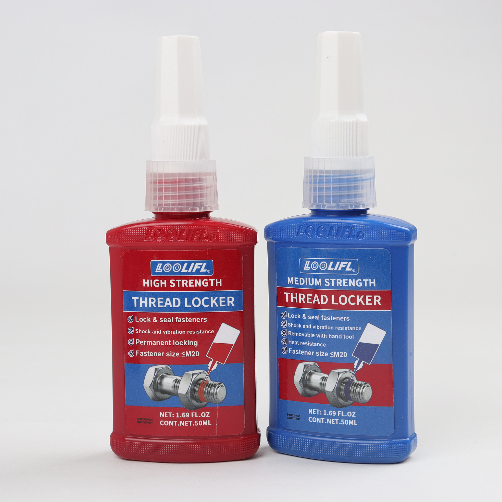 Loolifl243-271 Thread Locking Adhesive, Screw and Nut Sealant, Anti-Loosening, Anti-Vibration, Anti-Rust, Anaerobic Type, 10G-50G, Removable and Non-Removable, Pack of Two