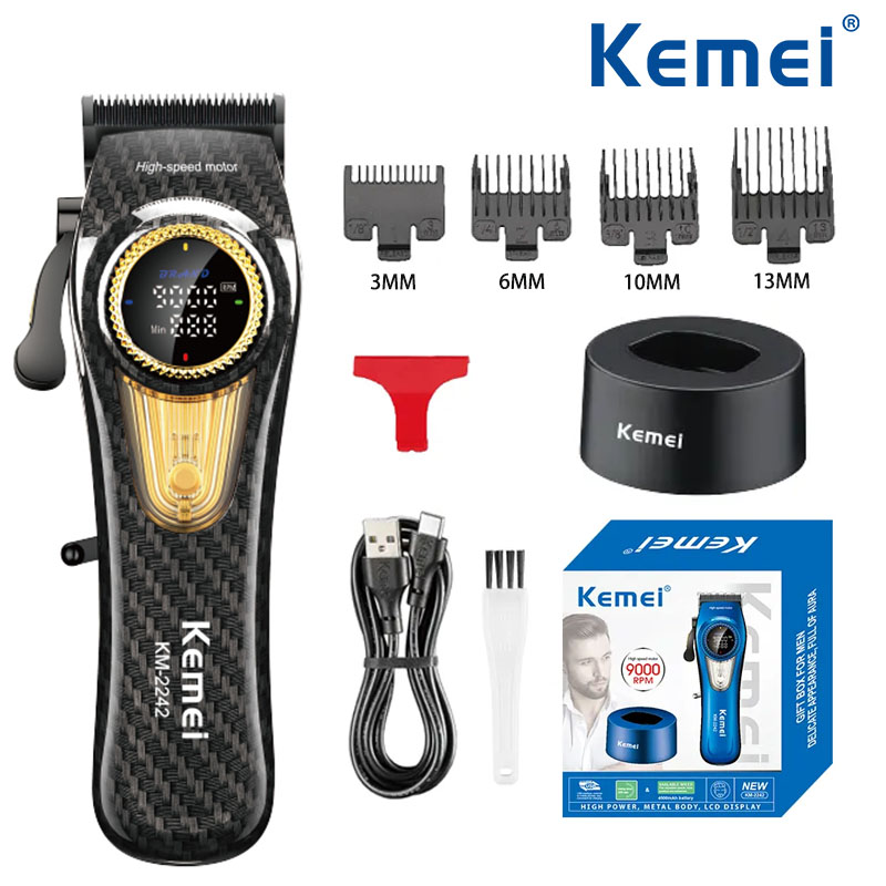 Cortadora de pelo eléctrica Kemei KM-2242 de gran potencia, cortadora de pelo recargable, cortadora de pelo profesional con carga