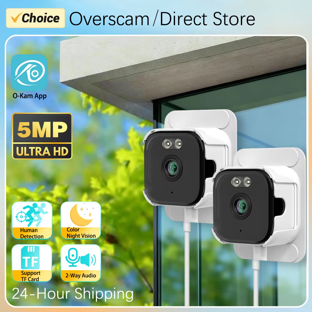 O-Kam Pro 5MP Mini cámara IP inalámbrica de doble banda con ventana Fácil instalación Red segura Luz negra Detección de movimiento de visión nocturna