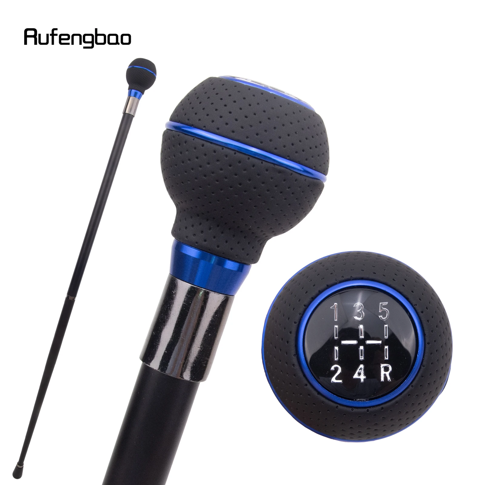 Bastón para caminar de plata con números, bastón decorativo de color negro y azul, a la moda, elegante, para Cosplay, 92cm