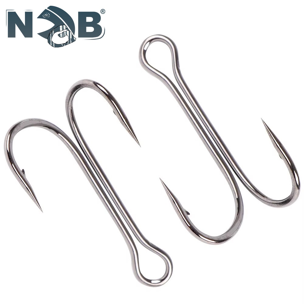 NGB 20PCS DIY Frog Lure Double Fishing Hook 8-3/0# High Carbon Steel Fly Tying Worm Silicone Bait Lure Hooks