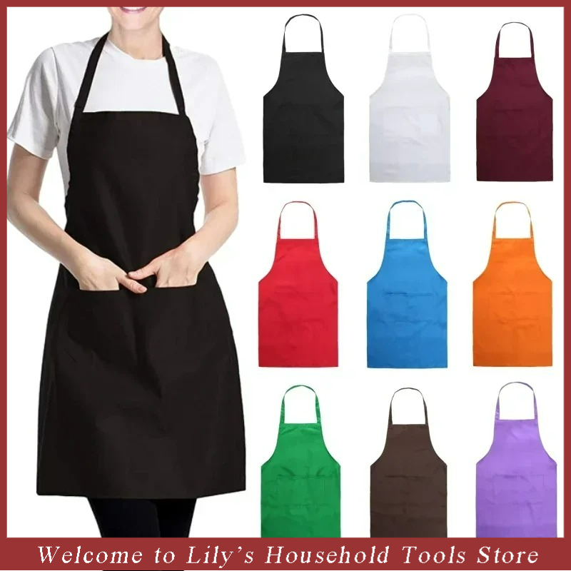 Regulowany fartuch kuchenny Unisex gospodarstwa domowego w jednolitym kolorze szef kuchni kelner Barbecue fryzjer dla dorosłych fartuch kieszonkowy narzędzie do przybory kuchenne