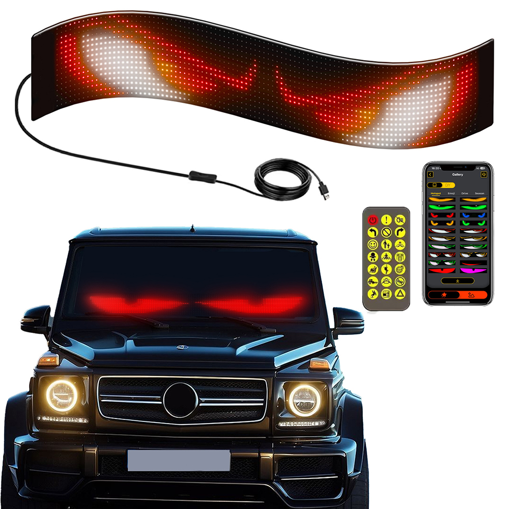 Camion voiture diable oeil LED signe voiture défilement publicité USB 5V Bluetooth App contrôle Logo lumière texte personnalisé motif Animation