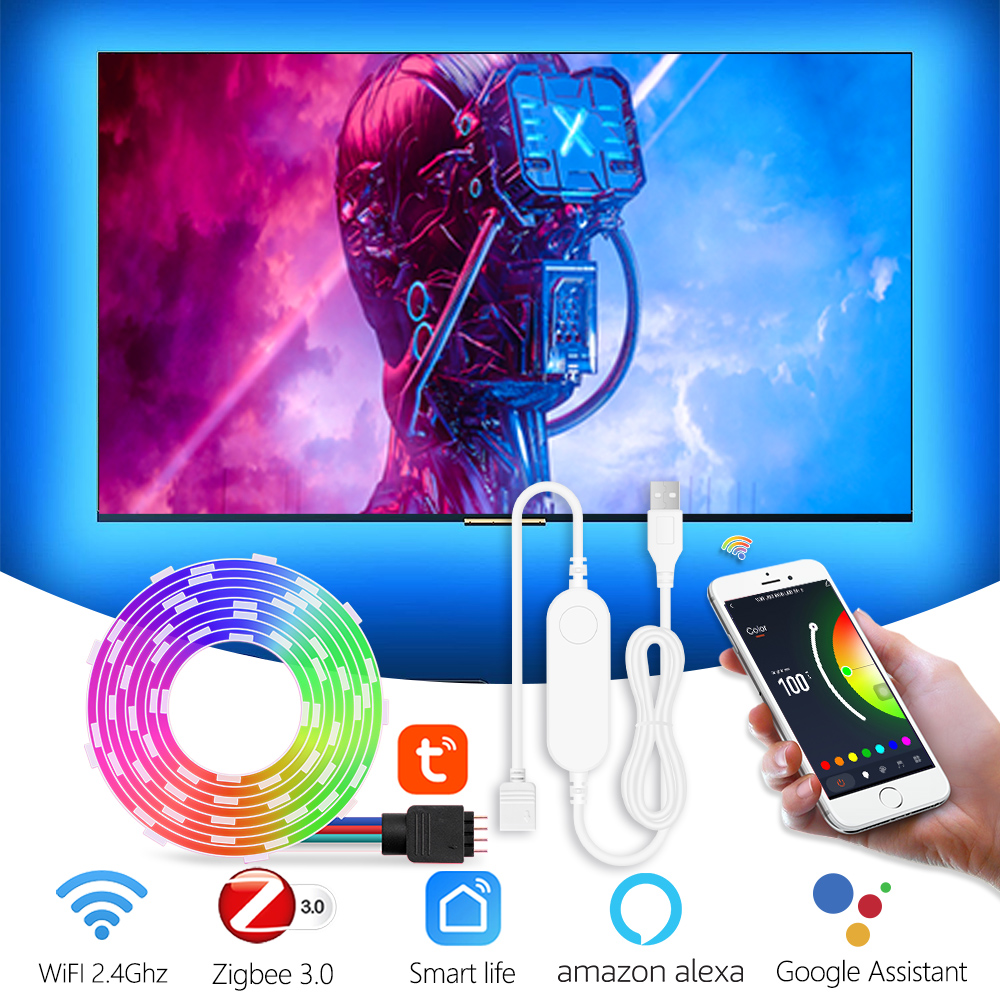 5V Led Strip Verlichting USB RGB RGBW App Controle Kleur Veranderende Lichten Bluetooth/Tuya Wifi/Zigbee Led Strip Kamer TV Back Light Alexa